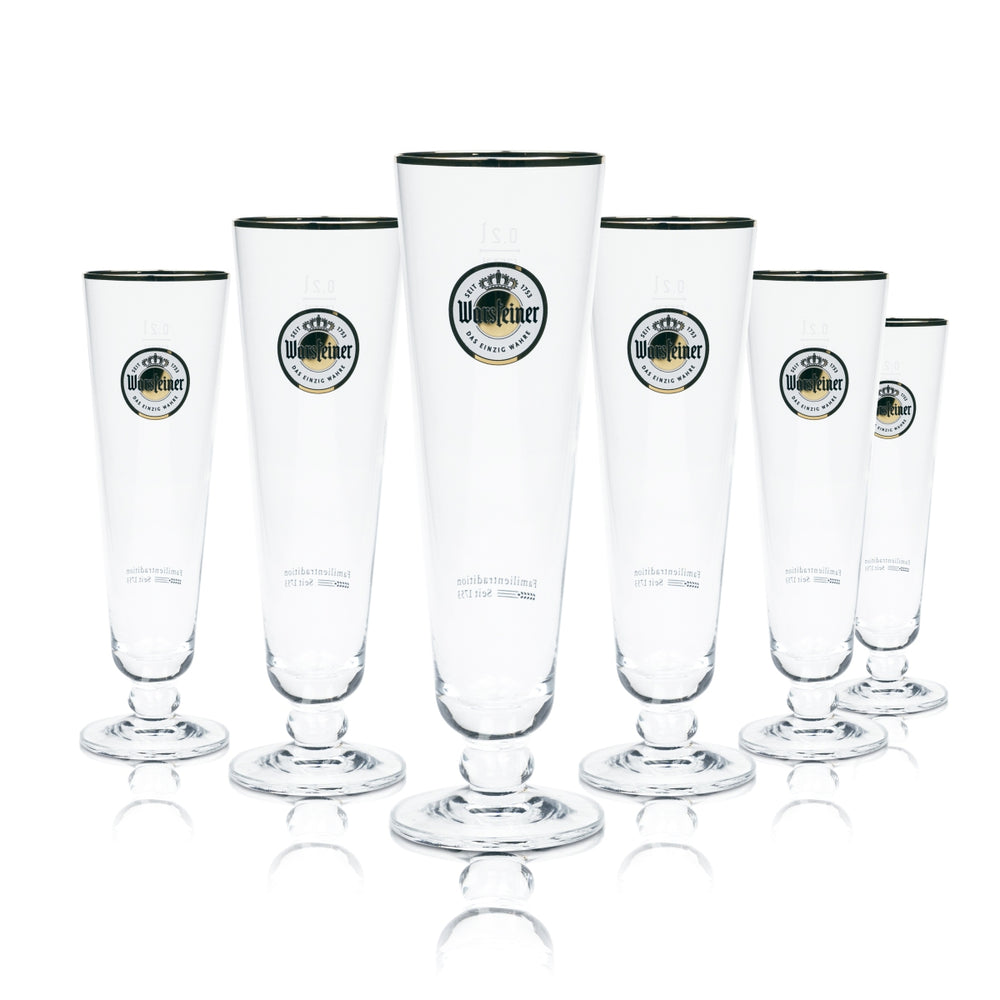 6x Warsteiner Beer Glass 0.2l Tulip Exclusive Trophy Glasses Brewery Gold Rim Beer