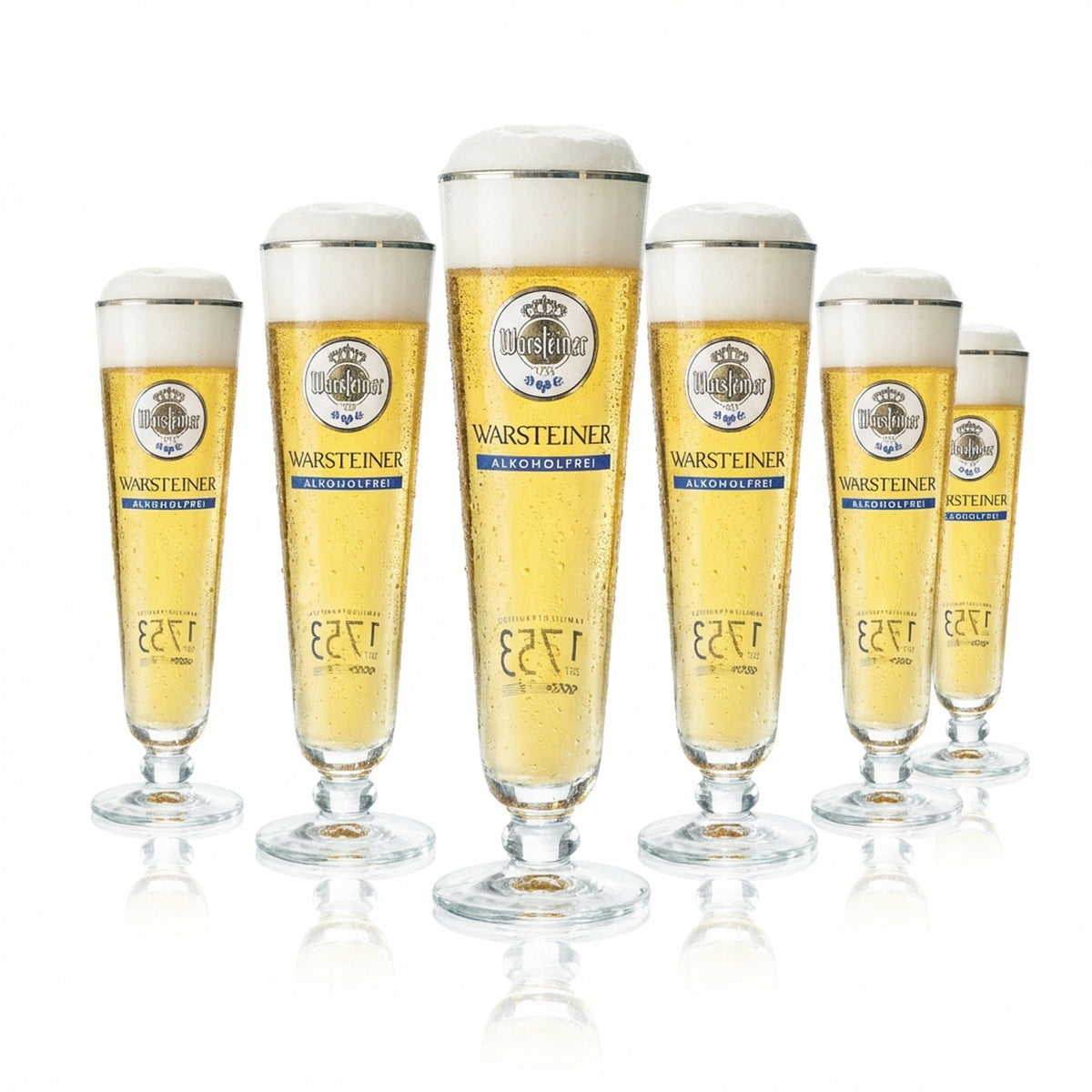 6x Warsteiner Beer Glass 0.3l Exclusive Tulip Non-Alcoholic Glasses Pilsner Trophy Gastro