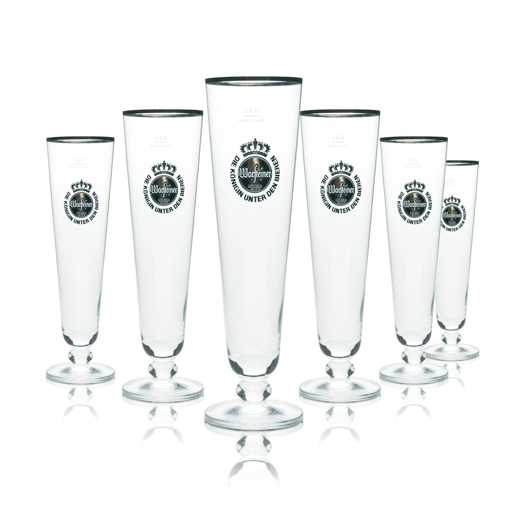 6x Warsteiner Beer Glass 0.4l Goblet Tulip Gold Rim Glasses Gastro Bar Pils Beer