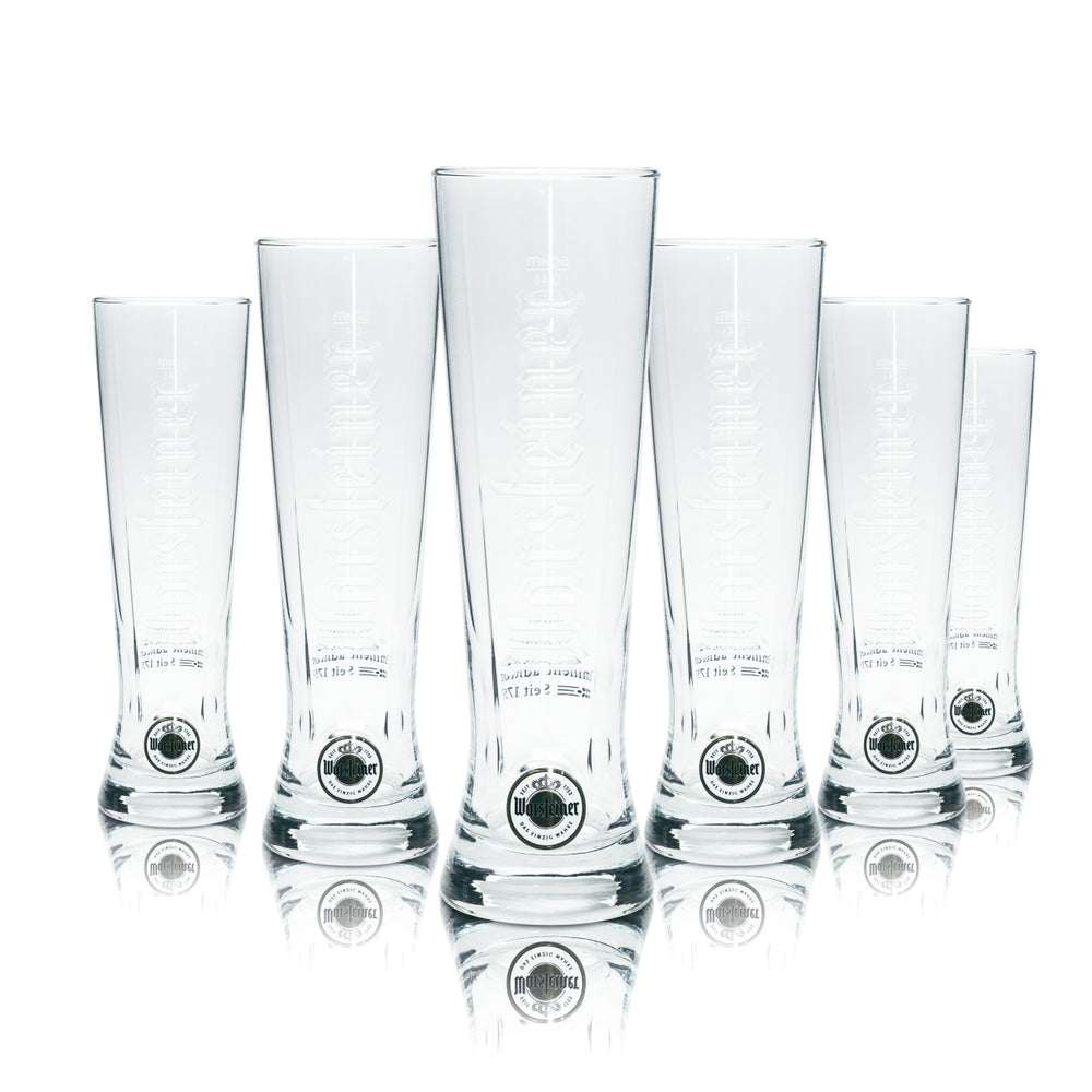 6x Warsteiner Beer Glass 0.4l Premium Cup Relief Pils Glasses Bar Flute Beer