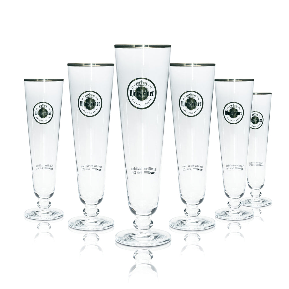 6x Warsteiner Beer Glass 0.4l Tulip Exclusive Glasses Trophy Stem Pils Brewery