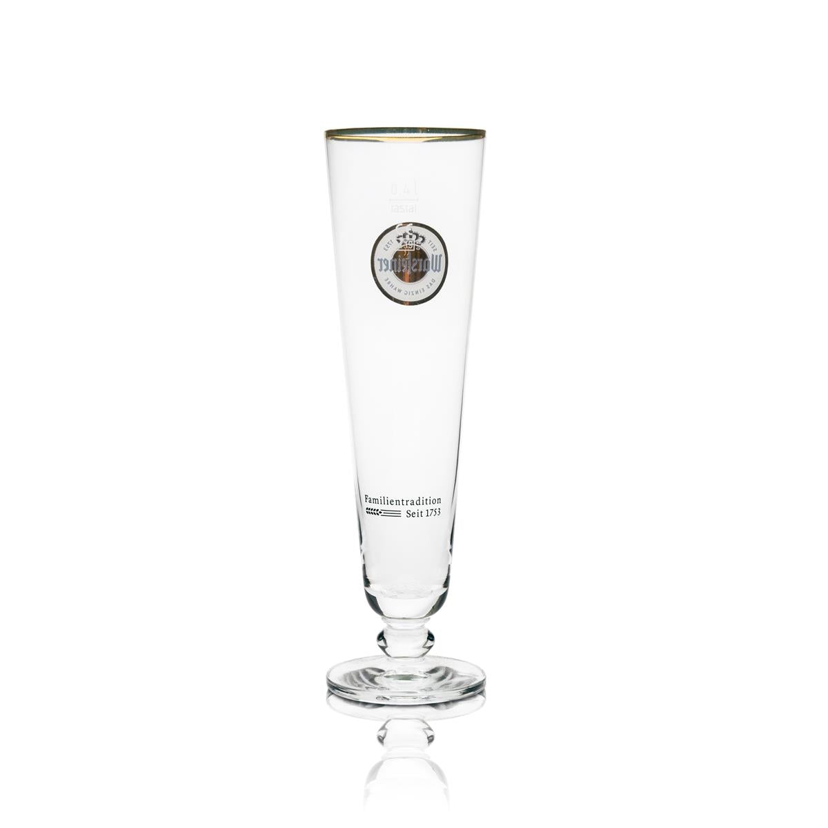 6x Warsteiner beer glass 0.4 l tulip shape, exclusive gold rim – View 3