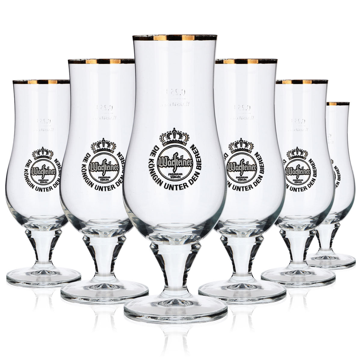 6x Warsteiner beer glasses, 0.25 l, thick-walled, gold rim – View 5