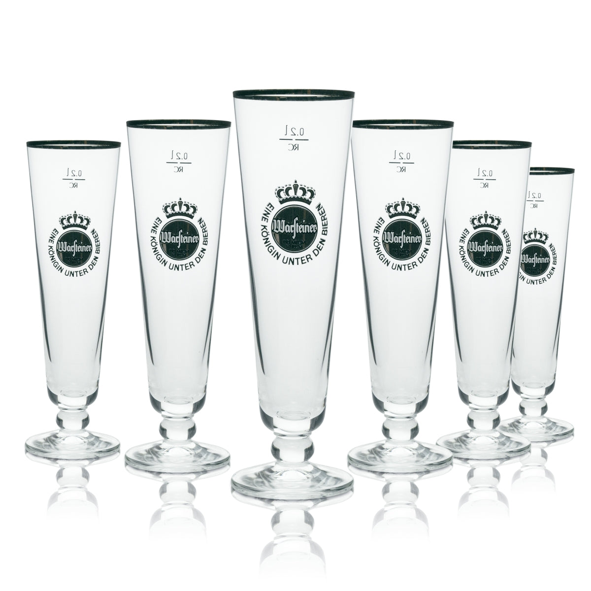 6x Warsteiner Beer Glass Exclusive Tulip with Gold Rim 200ml