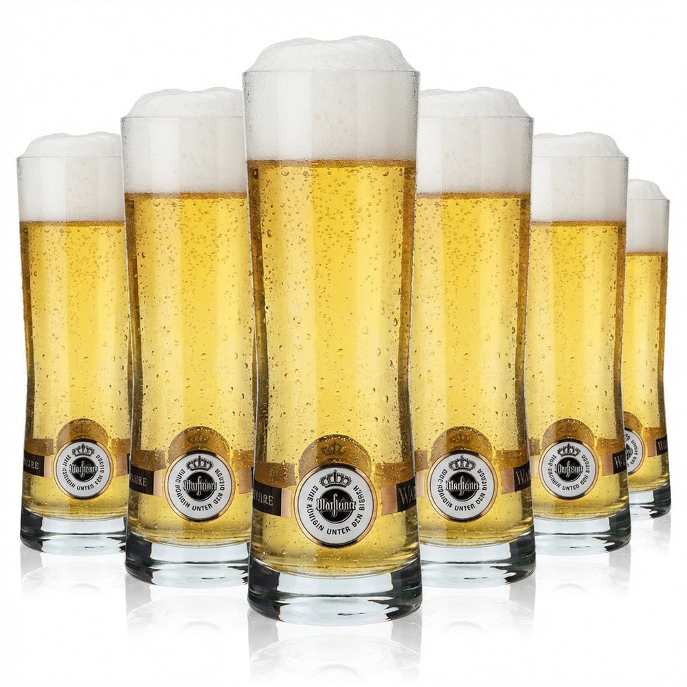 6x Warsteiner beer glasses, 0.25 l, mug, logo on bottom, Rastal Fresh