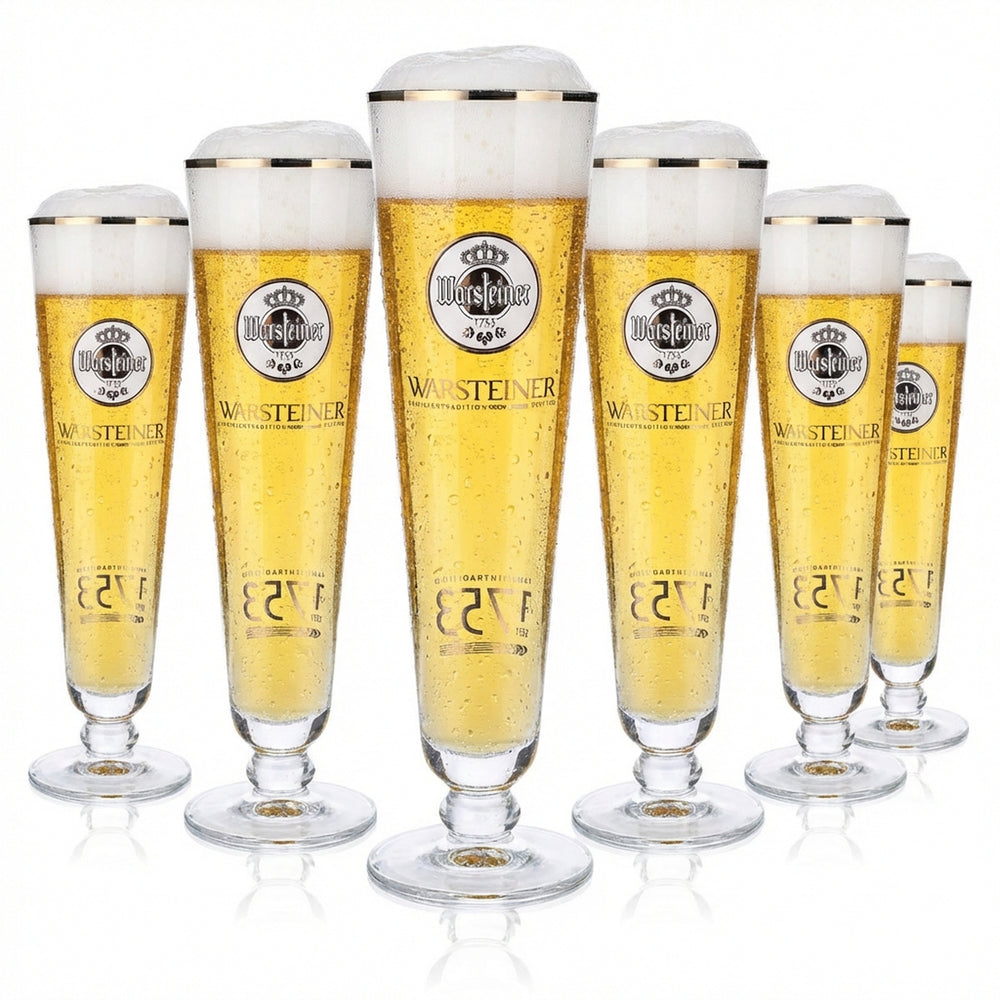 6x Warsteiner beer glasses Beer glasses 0.4l Goblet 1753 white logo