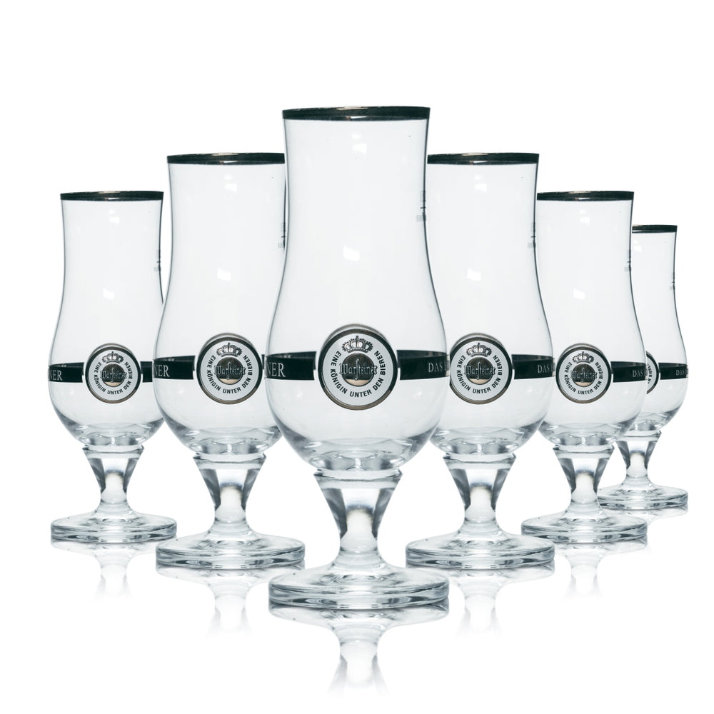 6x Warsteiner Glass 0.25l Beer Trophy Tulip Gold Rim Glasses Brewery Pils Gastro