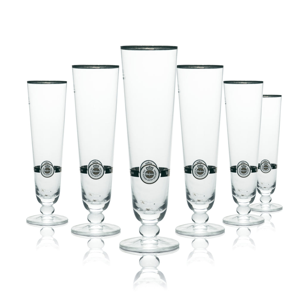 6x Warsteiner Glass 0.3l Tulip Cup Pilsner Glasses Gold Rim Brewery Gastro Oak