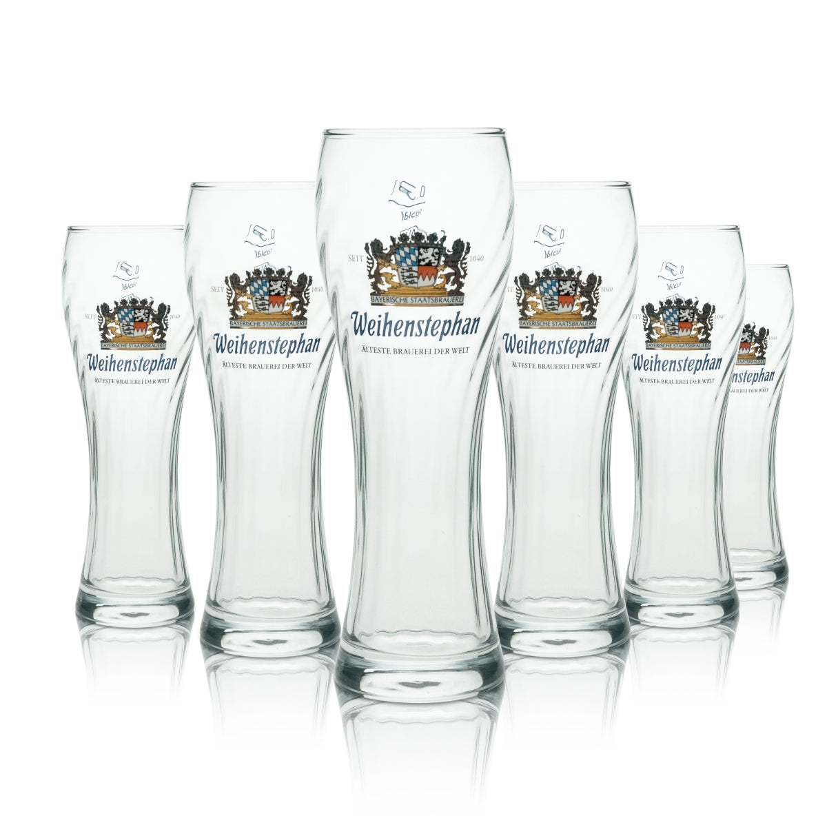 6x Weihenstephan Beer Glass Beer Glasses Wheat 0.3l Relief Rastal