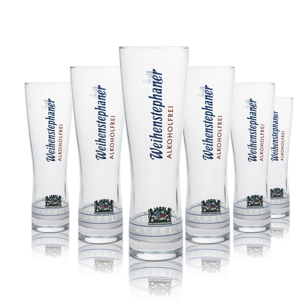 6x Weihenstephan Beer Glass Beer Glasses Wheat 0.5l Non-Alcoholic Sahm