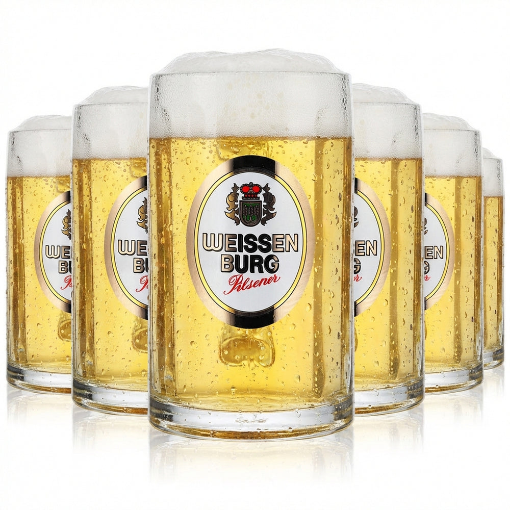 6x Weissenburg beer glass tankard  0.3l mug with handle Glückauf Seidel Rastal