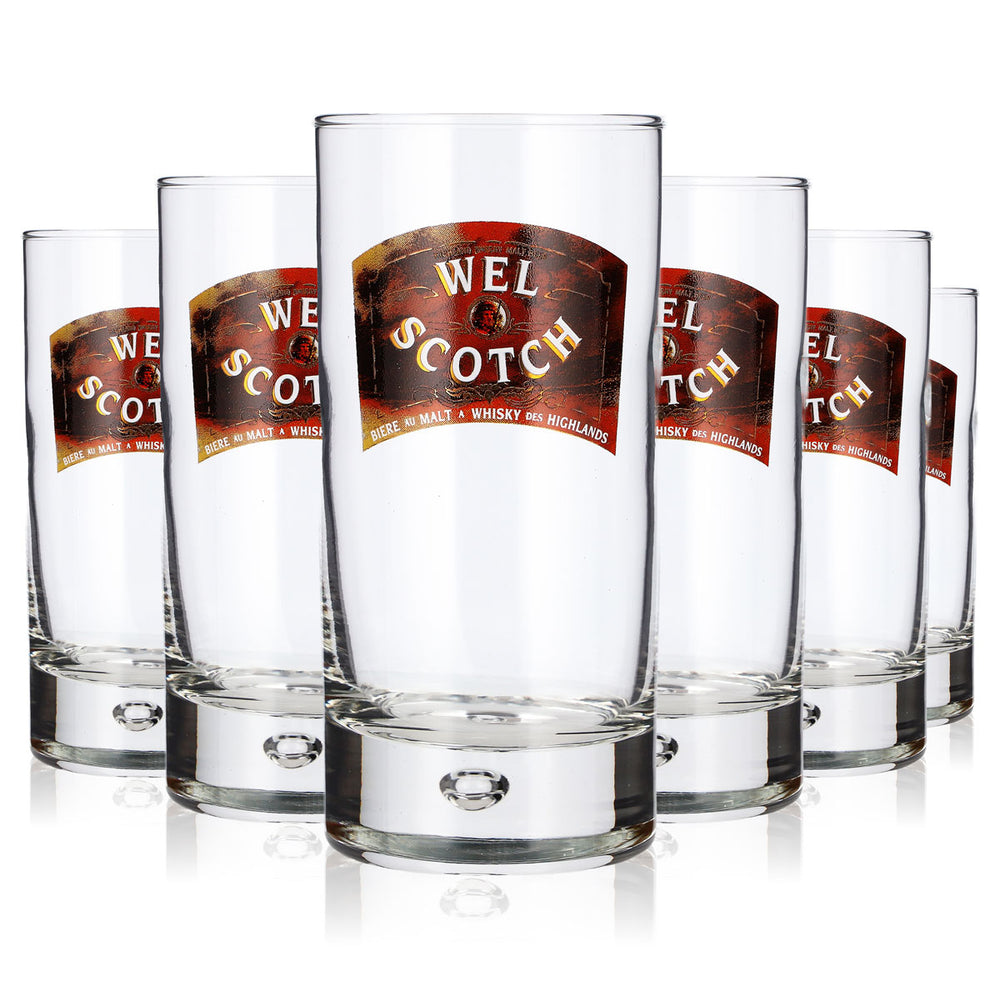 6 Wel Scotch Beer Glasses, 0.25 L, Durobor Disco Beer Glass, Beer Mug