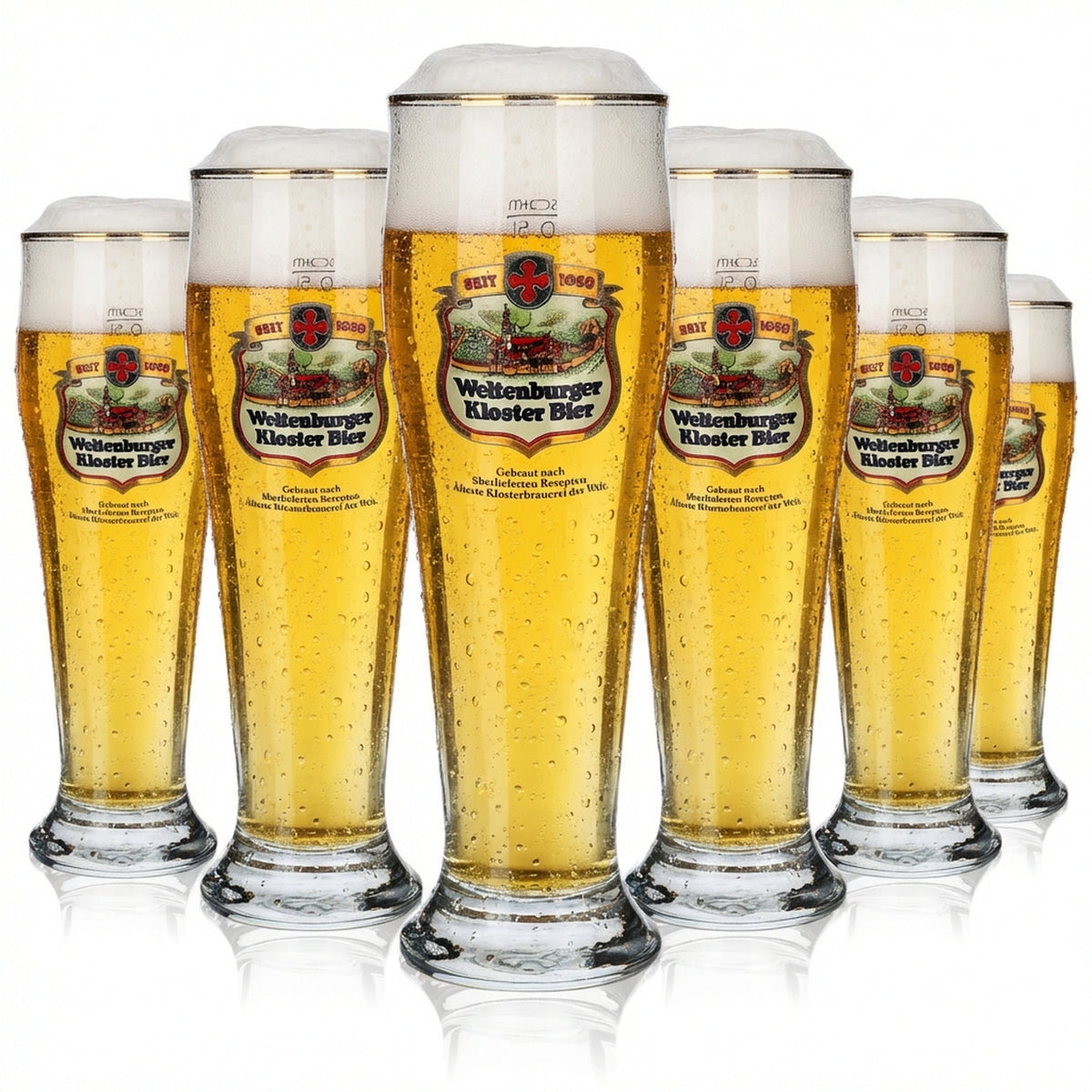 6x Weltenburger Kloster Beer Glass 0.5l Wheat Beer Glass Yeast Wheat Contour Glasses Set