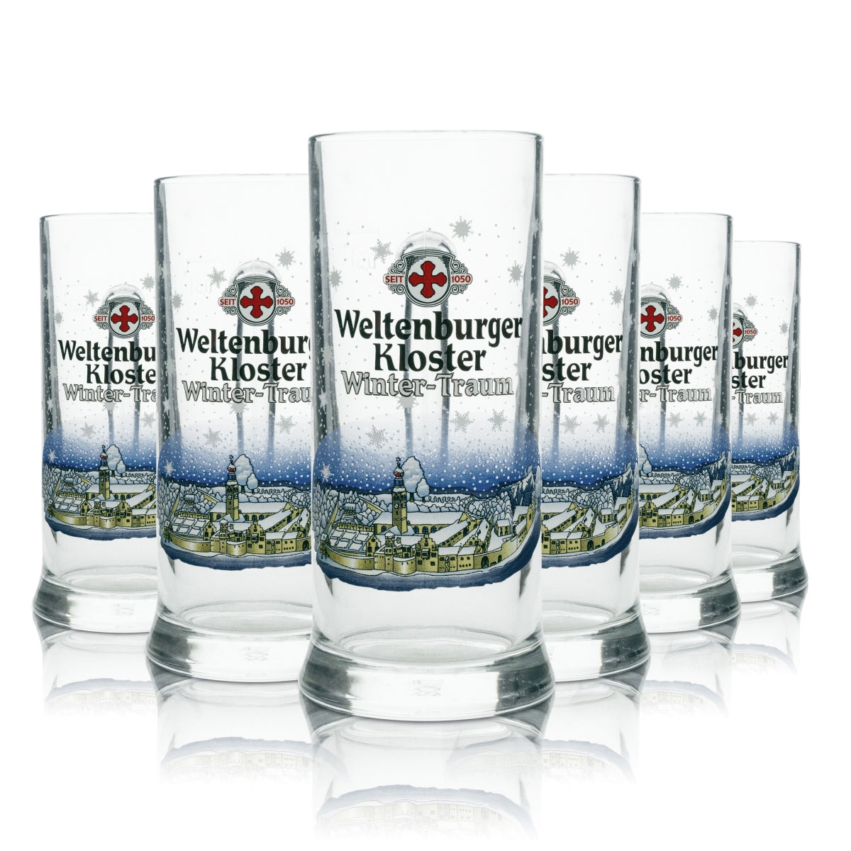 6x Weltenburger Kloster Beer Glass Mug Winter Dream 0.5l Sahm