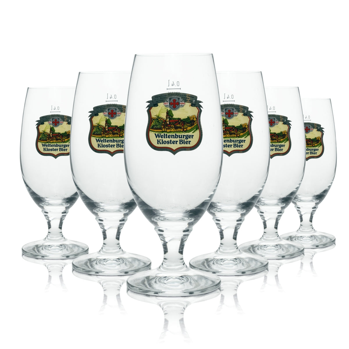 6x Weltenburger Kloster Beer Glass Trophy 0.4l large logo Rastal
