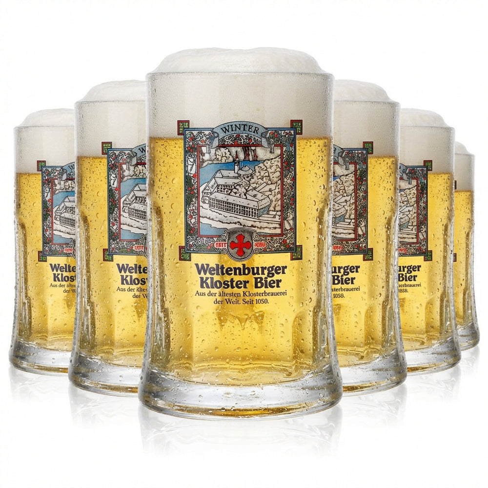 6x Weltenburger monastery beer glasses Seidel glasses 0.4l mug "Winter" Sahm Salzburg