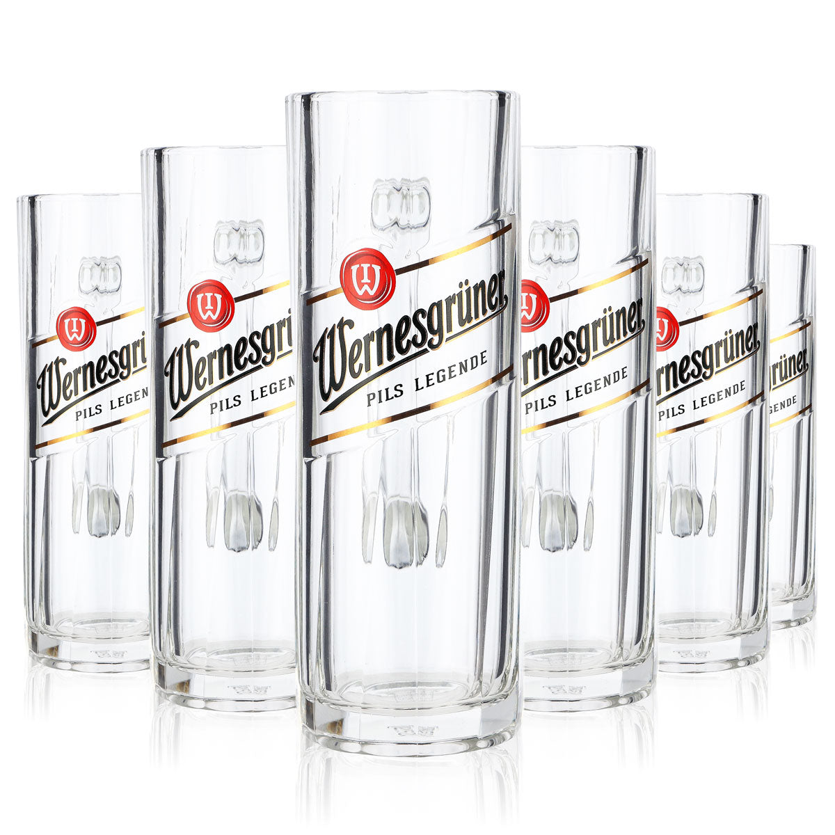 6x Wernesgrüner beer glass 0.3l mug with striped relief and new logo Rastal – View 7