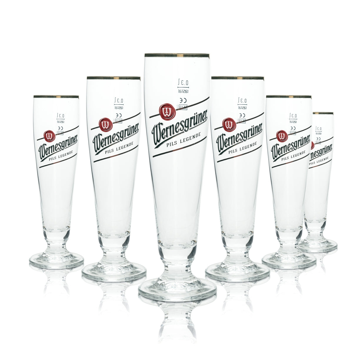 6x Wernesgrüner beer glass 0.3l cup Pils Legend Rastal tulip glasses Beer Bar