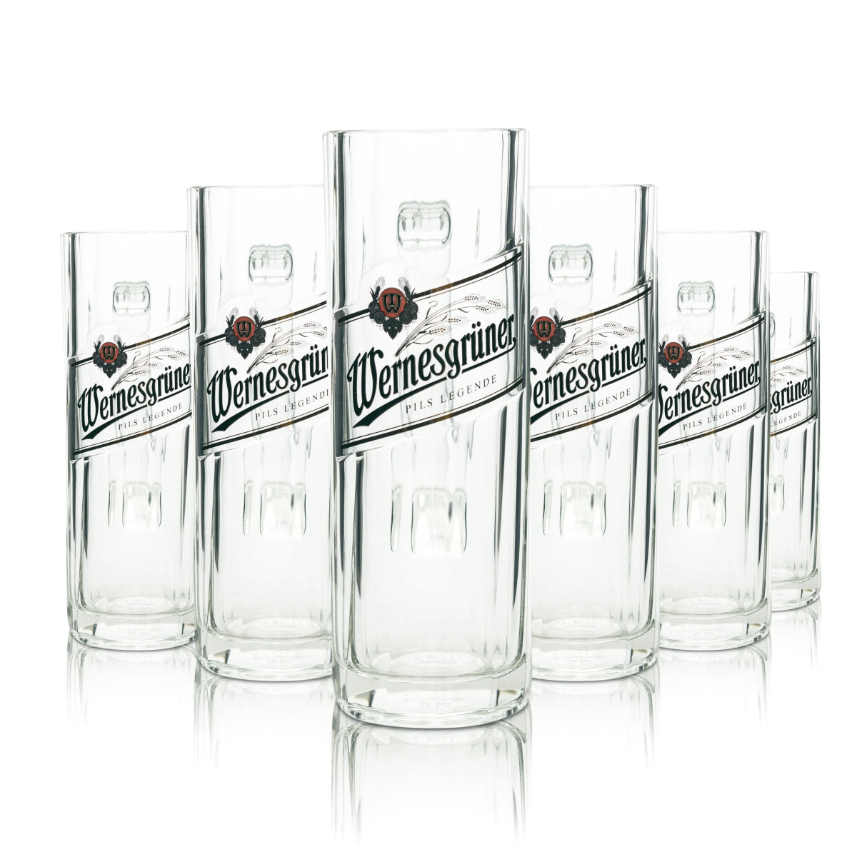 6x Wernesgrüner beer glass 0.5l mug Rastal Seidel handle glasses mugs Beer Bar