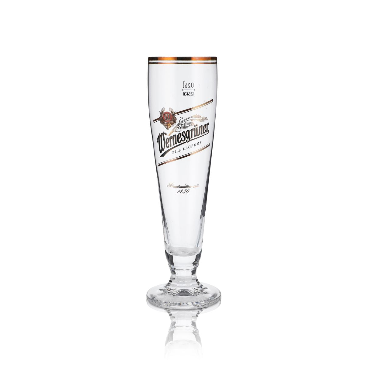 6x Wernesgrüner 0.25l trophy glasses, pilsner glasses with gold rim, brewery set – View 2