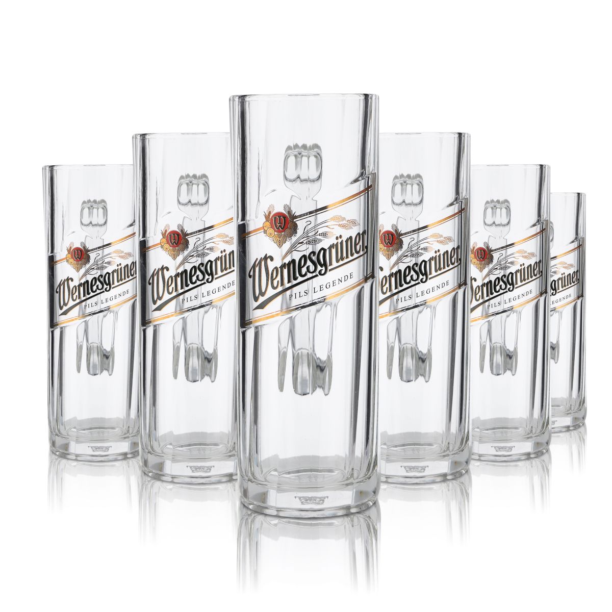 6x Wernesgrüner glass 0.3l beer mug mug Seidel glasses set brewery Pilsener
