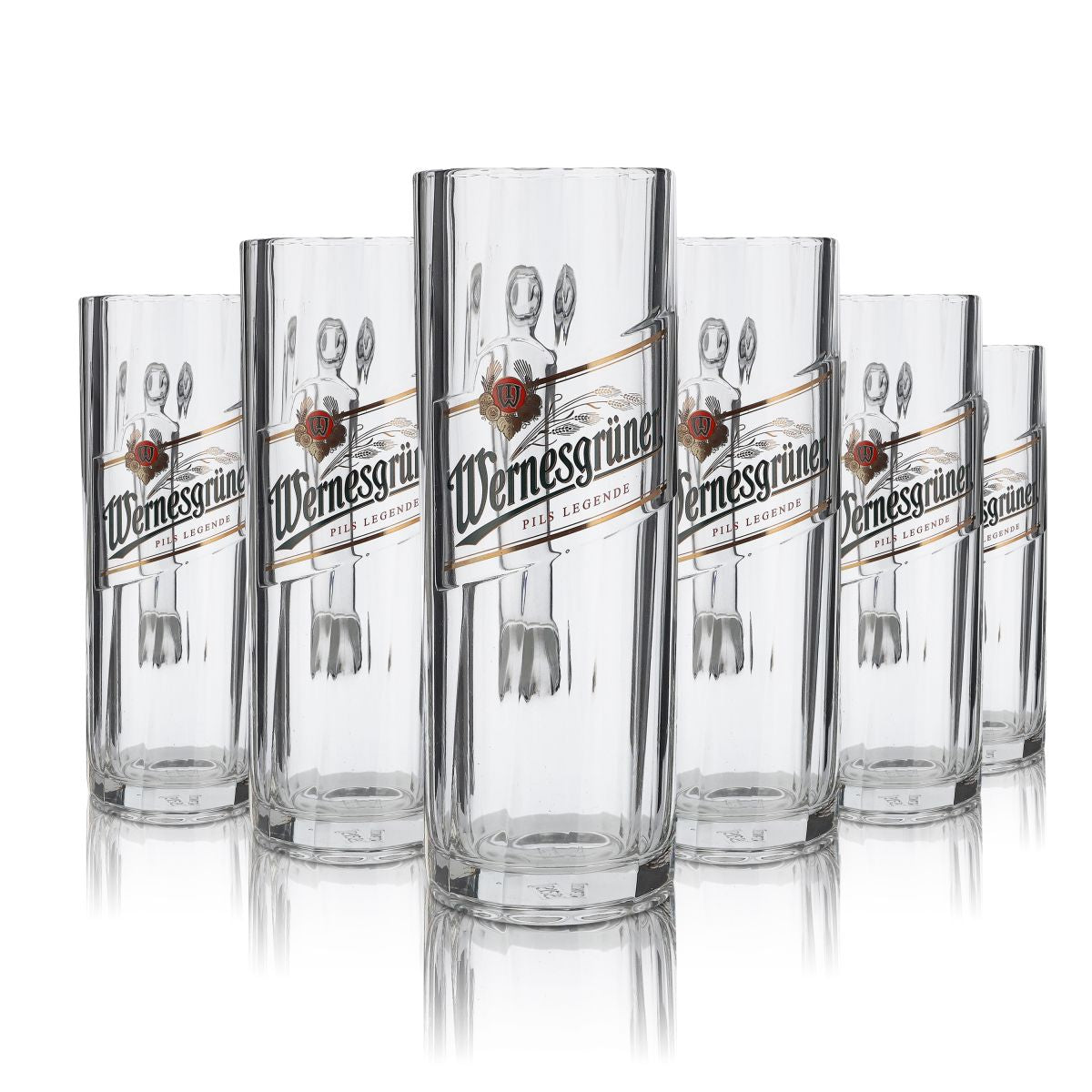 6x Wernesgrüner 0.4l beer mug with handle Pilsener Seidel glass set