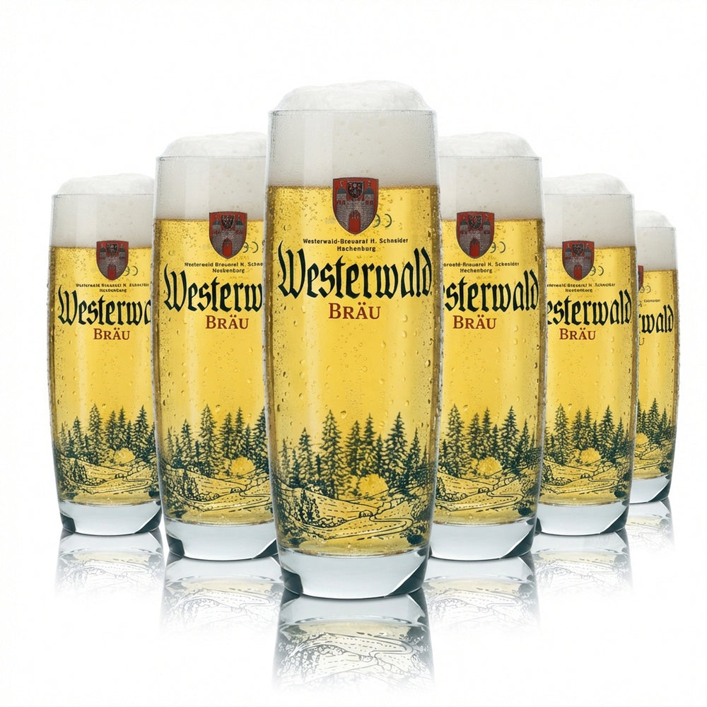 6x Westerwald Bräu beer glass 0.3l mug, pint glass, trophy glass, brewery, gastro bar