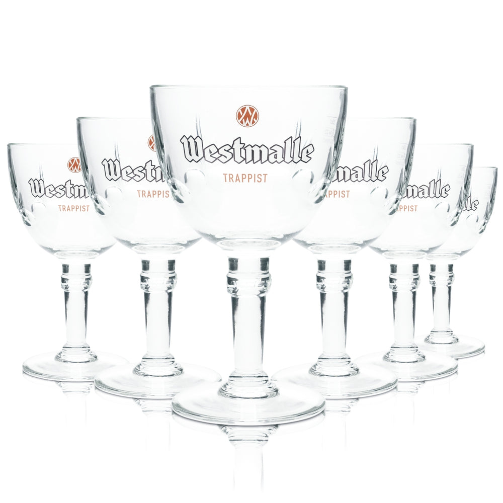 6x Westmalle glass 0.33l beer goblet cup glasses with designer stem, catering bar BEL