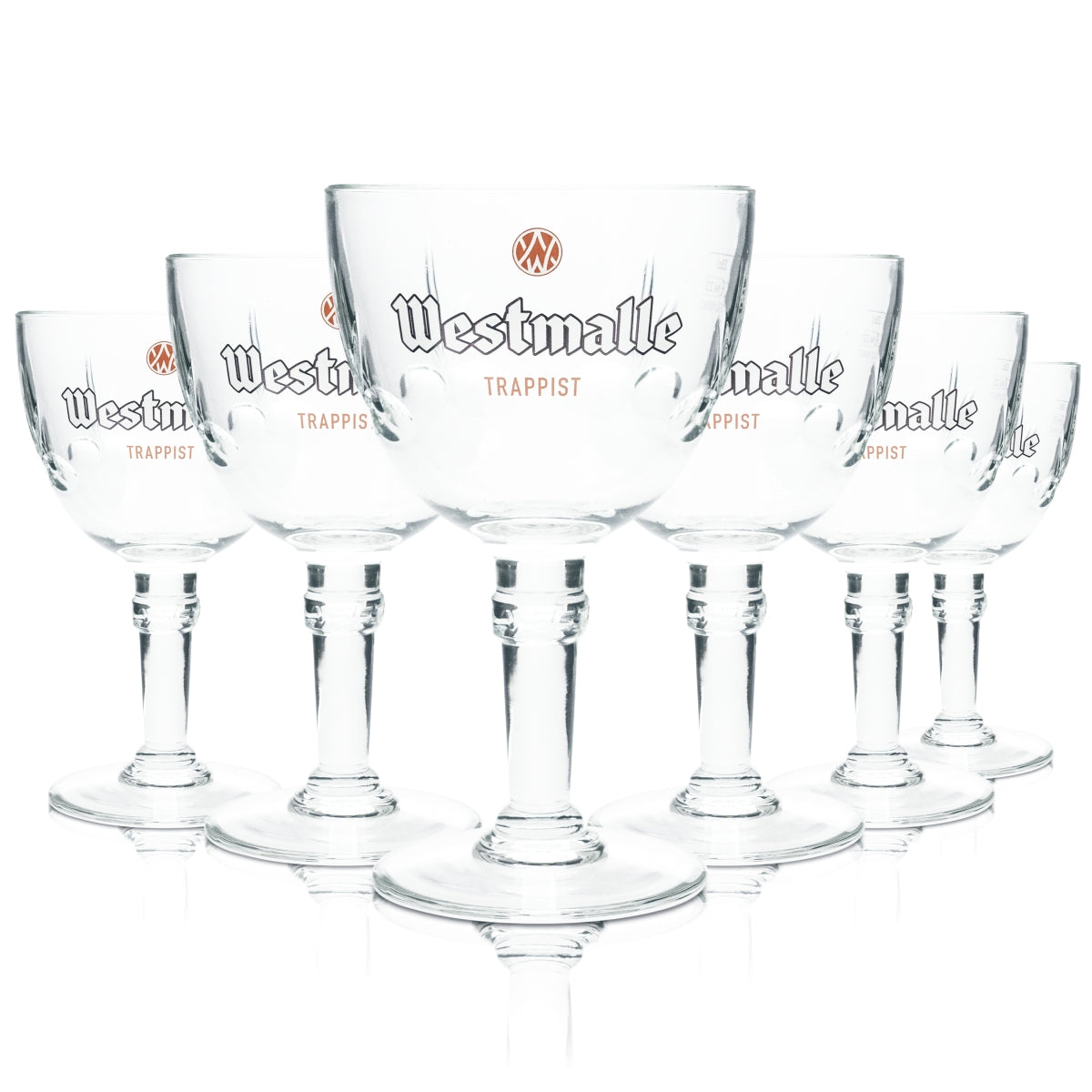 6x Westmalle glass 0.33l beer goblet cup glasses with designer stem, catering bar BEL