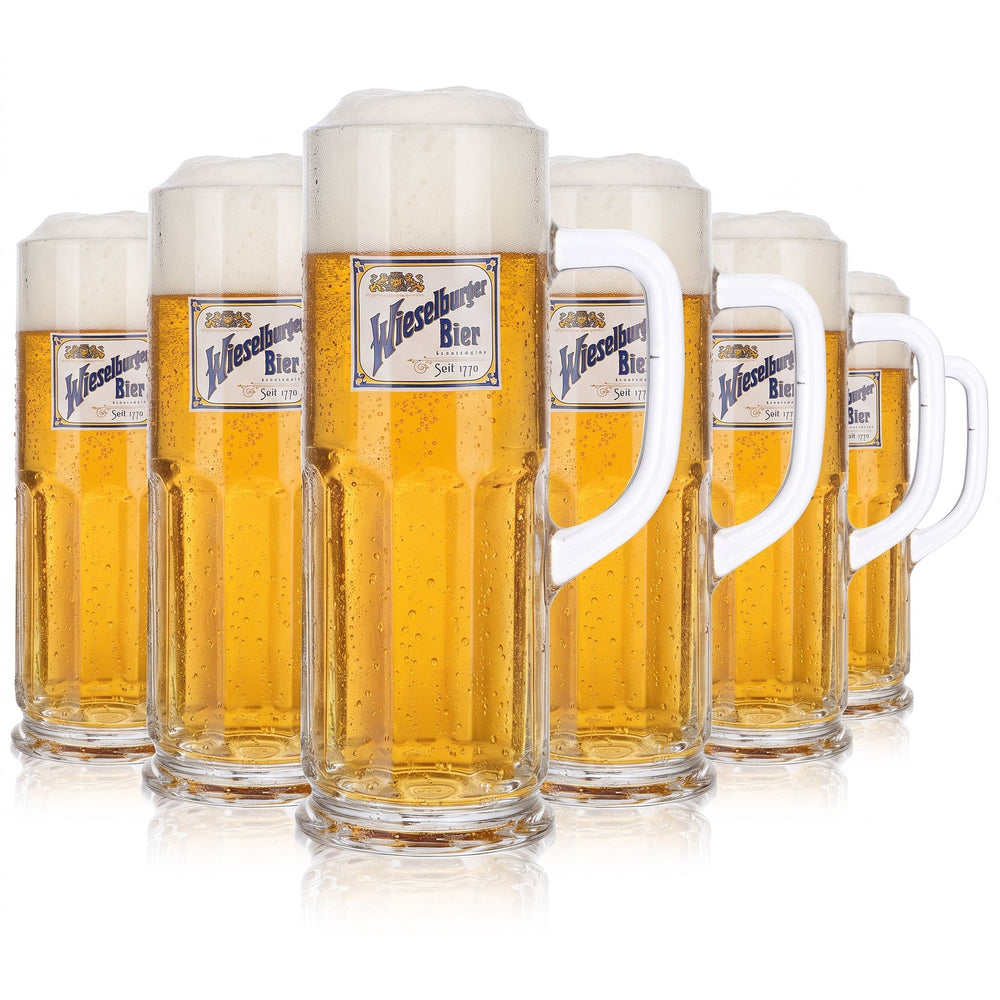 6 Wieselburger Beer Glasses, 0.5-liter Jug, "Seit 1770 Seidel Sahm"