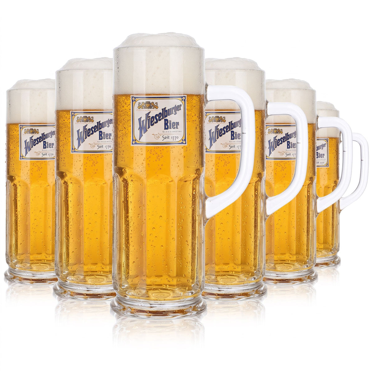 6 Wieselburger Beer Glasses, 0.5-liter Jug, "Seit 1770 Seidel Sahm"