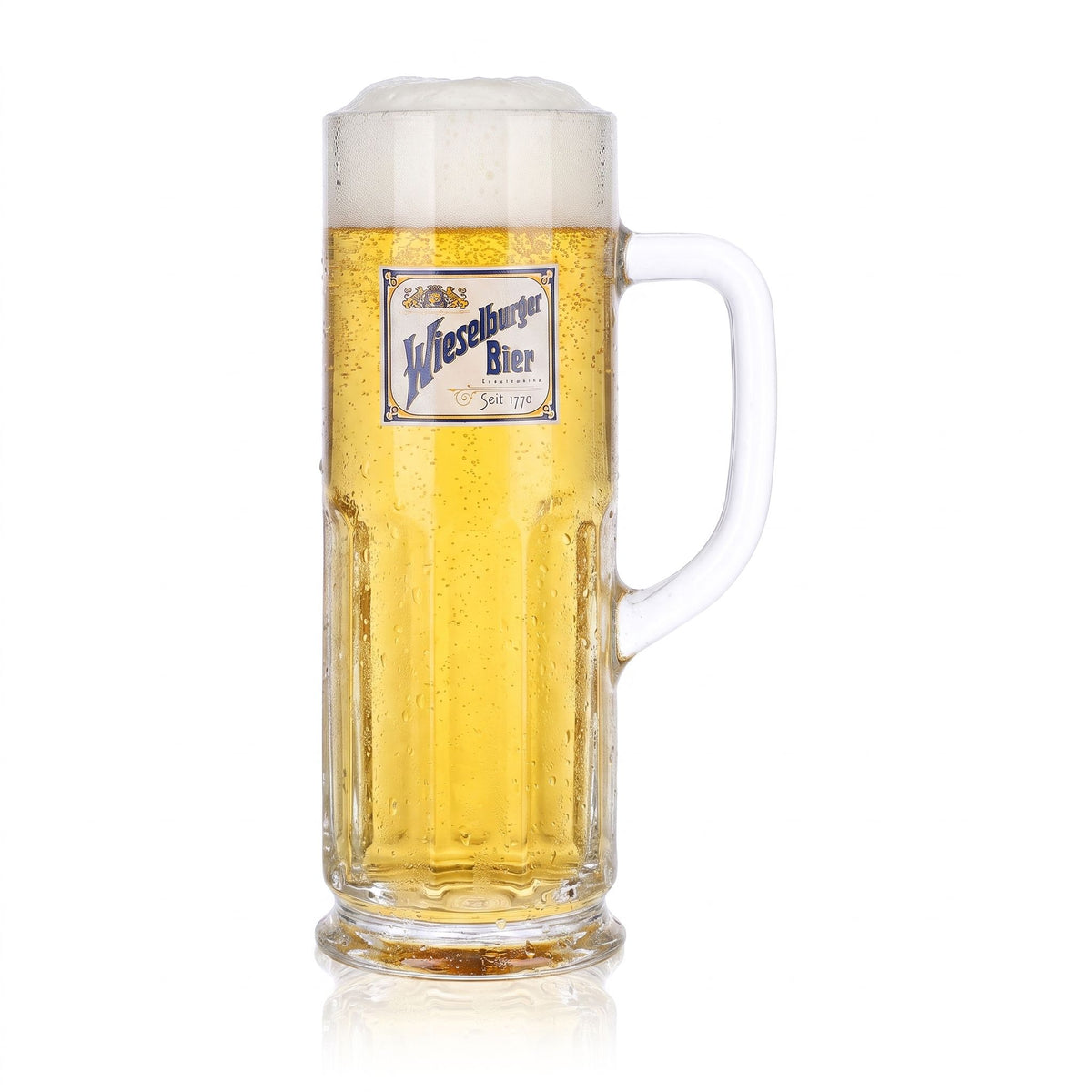 6 Wieselburger Beer Glasses, 0.5-liter Jug, "Seit 1770 Seidel Sahm" – View 2