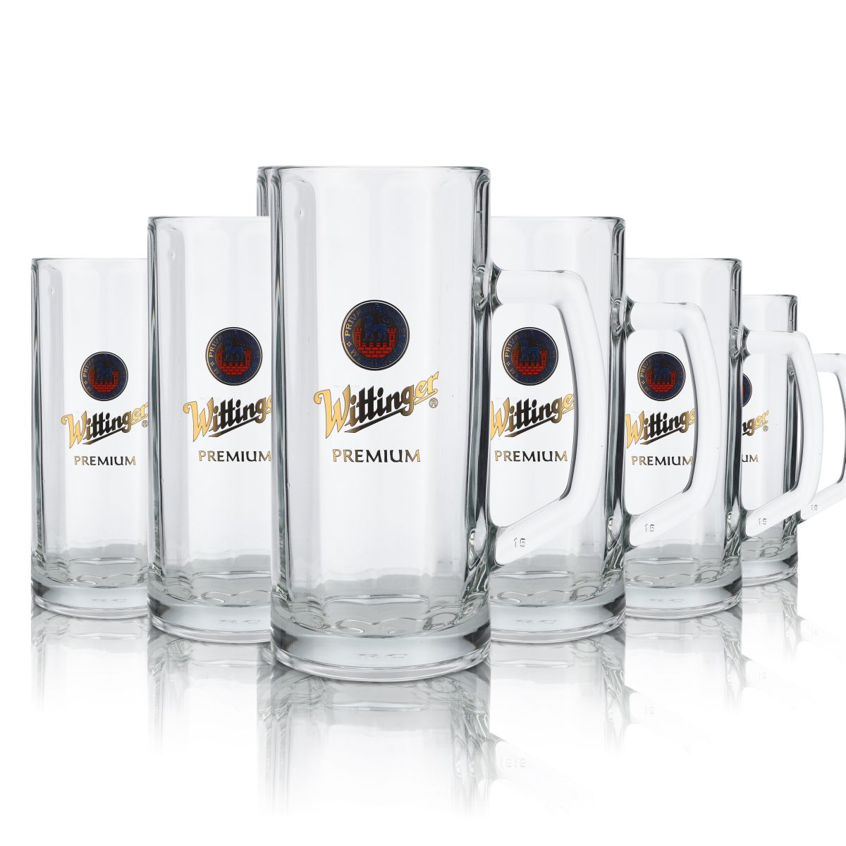 6x Wittinger beer glass 0.5l  Glasses Relief mug Beer mug Logo Blue Seidel