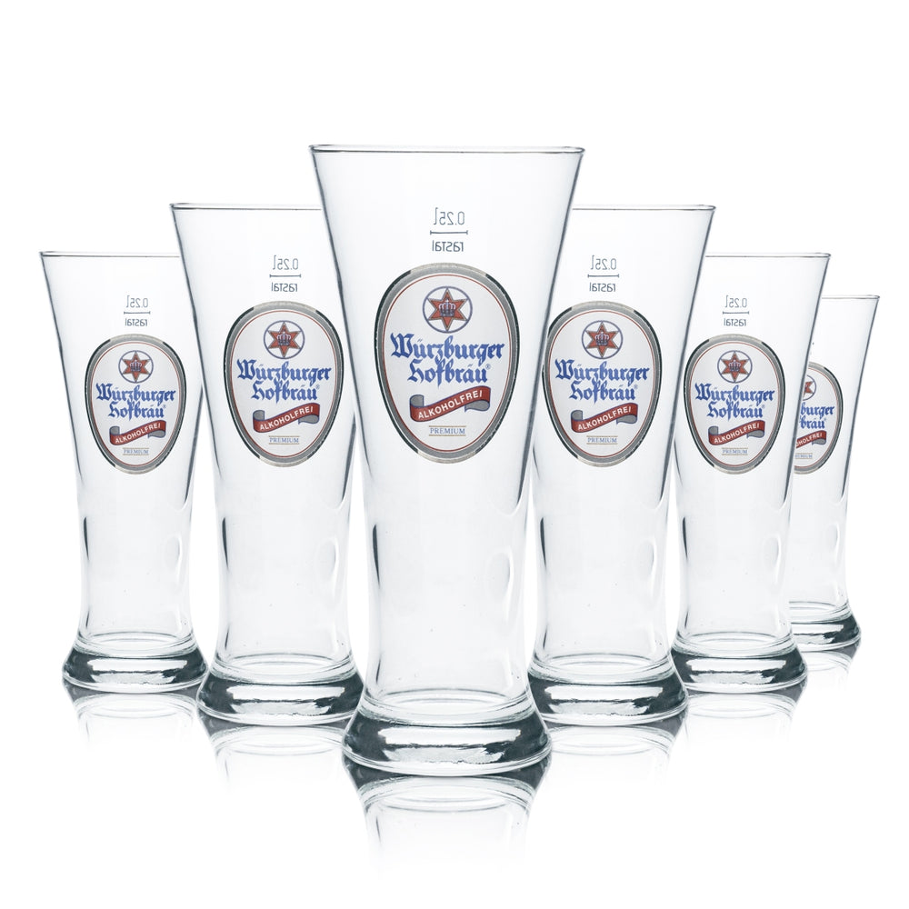 6x Würzburger Hofbräu Beer Glass 0.25l Mug Glasses Non-Alcoholic Gastro Bar