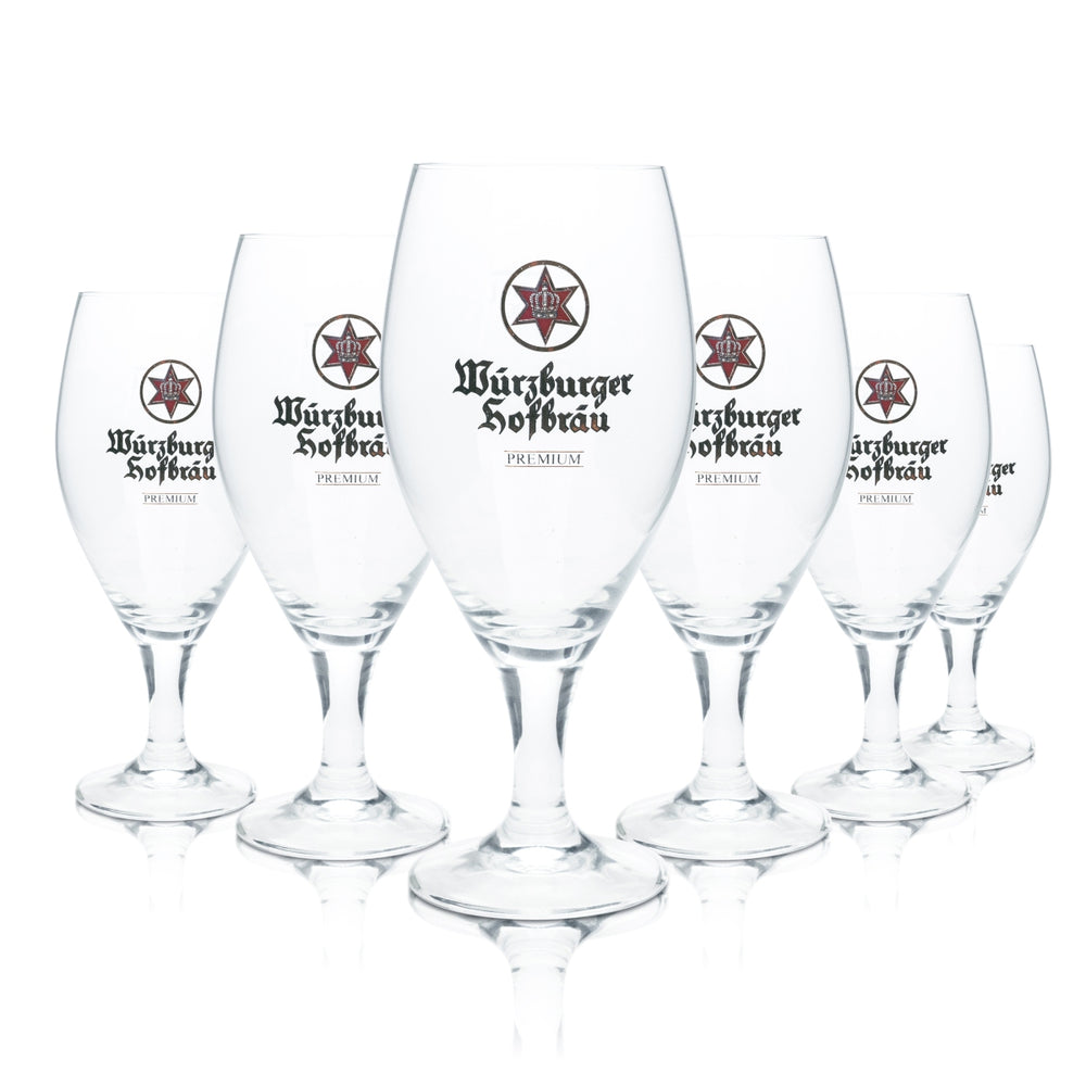 6x Würzburger Hofbräu Beer Glass 0.4l Goblet Tulip Glasses Gastro Brewery Pils Beer