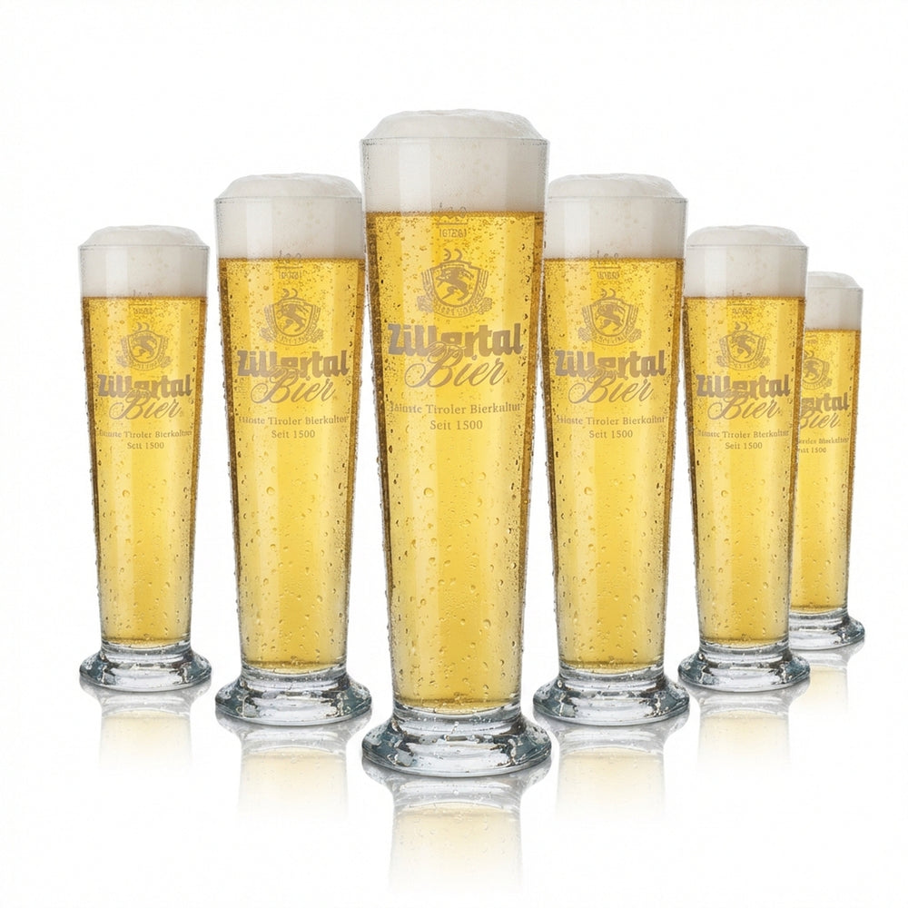6x Zillertal glass 0.5l wheat beer glass Hefeweizen glass set Brewery Gastro Calibrated