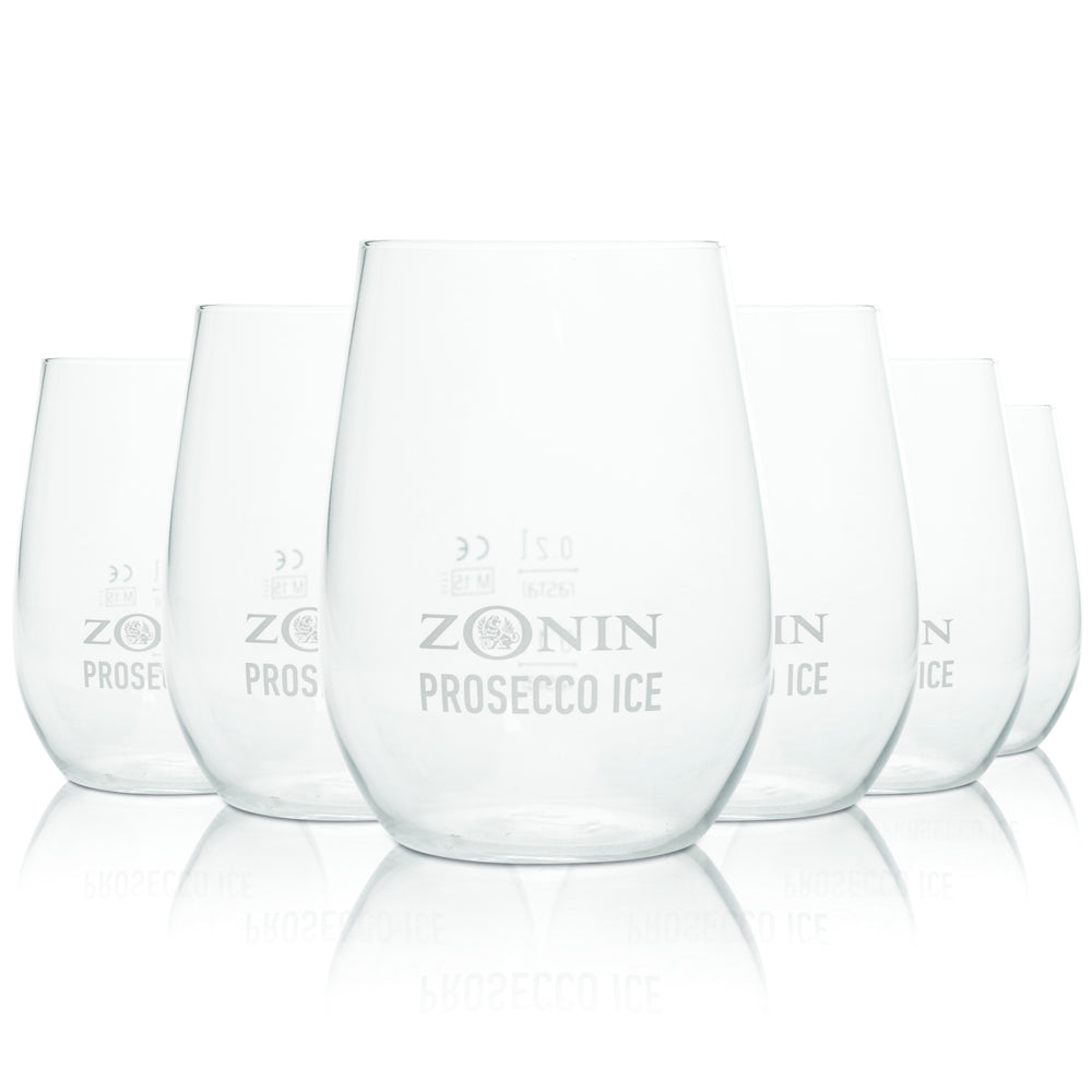 6x Zonin Glass 0.2l Tumbler Cups Prosecco Sparkling Wine Champagne Gastro Bar