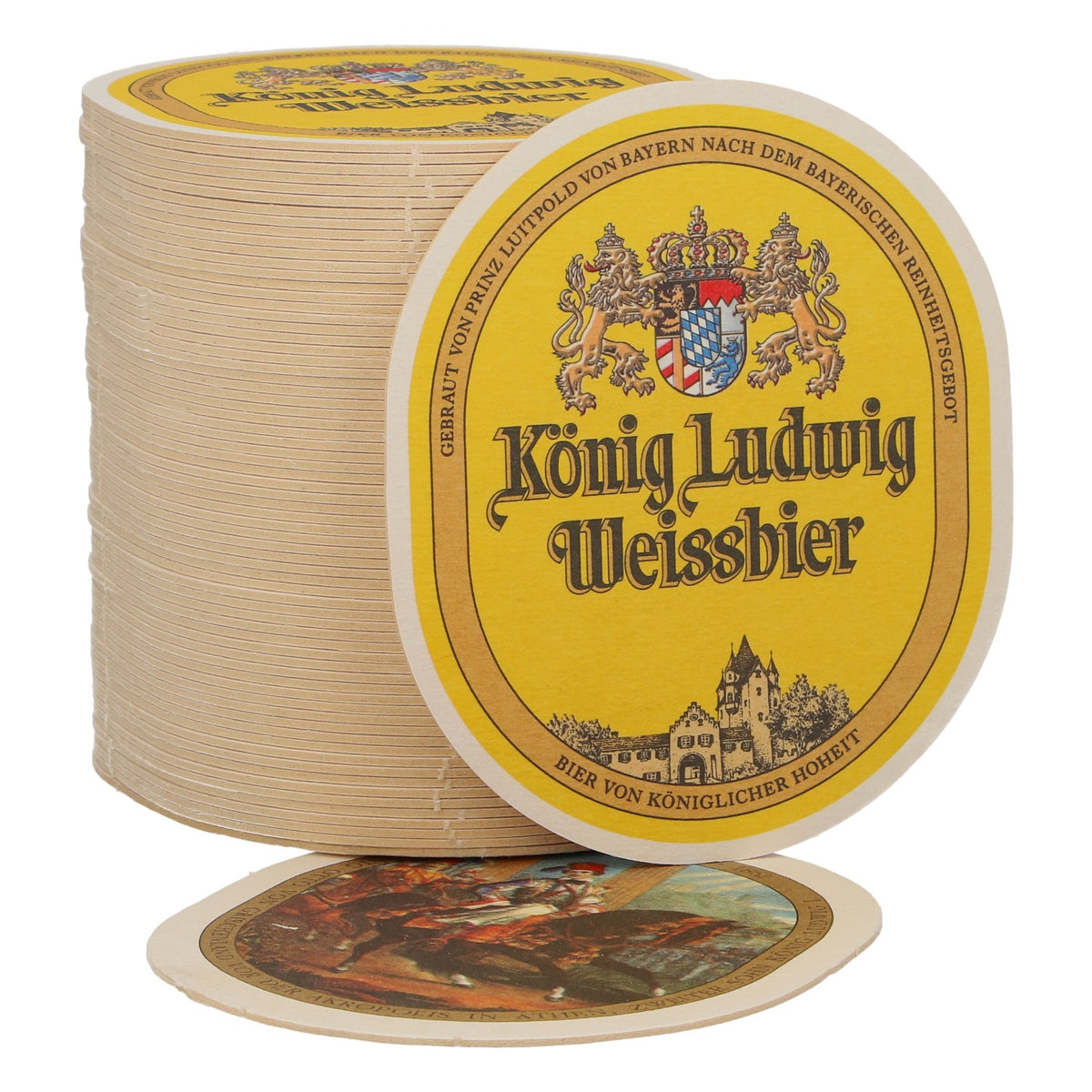 70 King Ludwig Beer Coasters, Weissbier, King Otto, Oval Shape