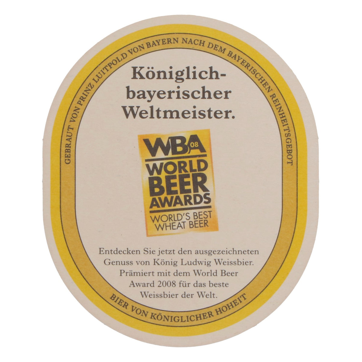 70x King Ludwig Beer Coasters, Oval Shape, WBA World Beer Awards Collectible – View 4