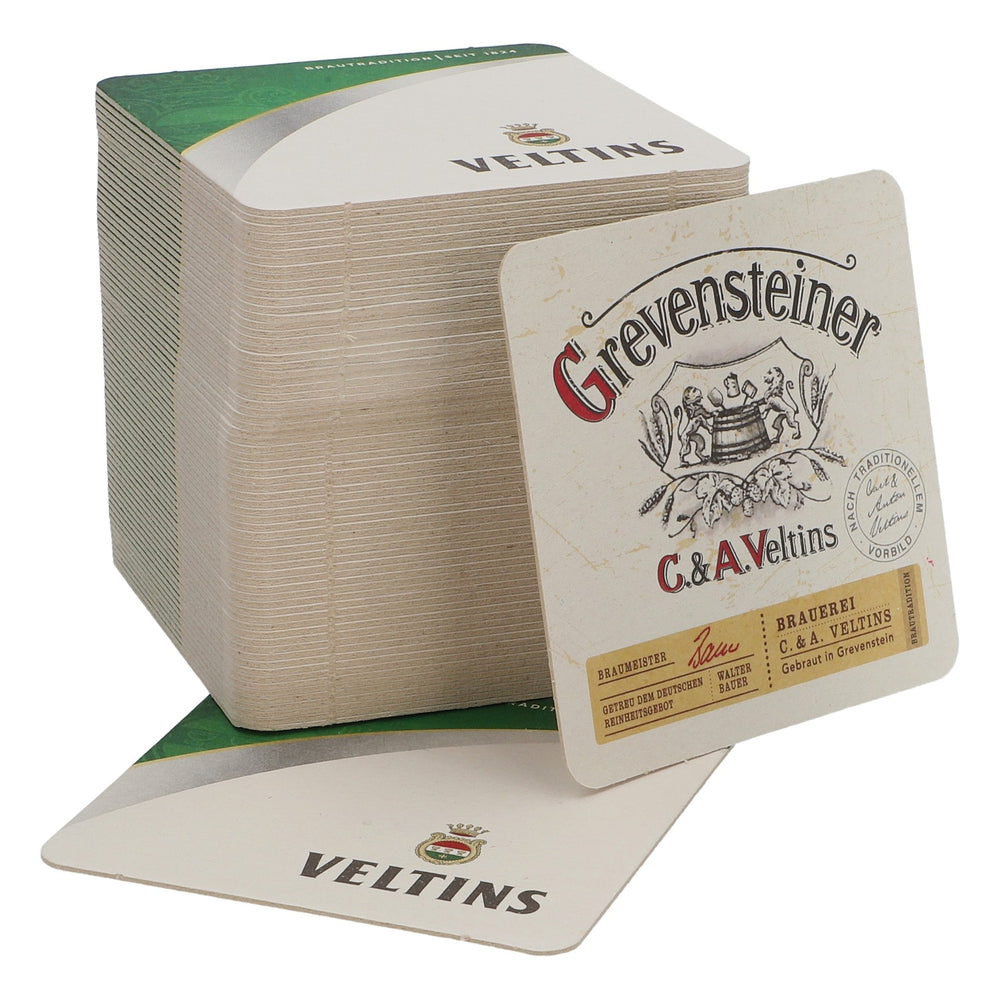 70x Veltins beer coasters Glass coasters Veltins/Grevensteiner 9x9cm