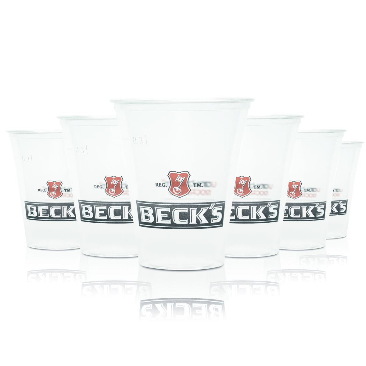 75x Becks plastic disposable cups, glass, 0.3 l, plastic beer cups, glasses, party, celebration