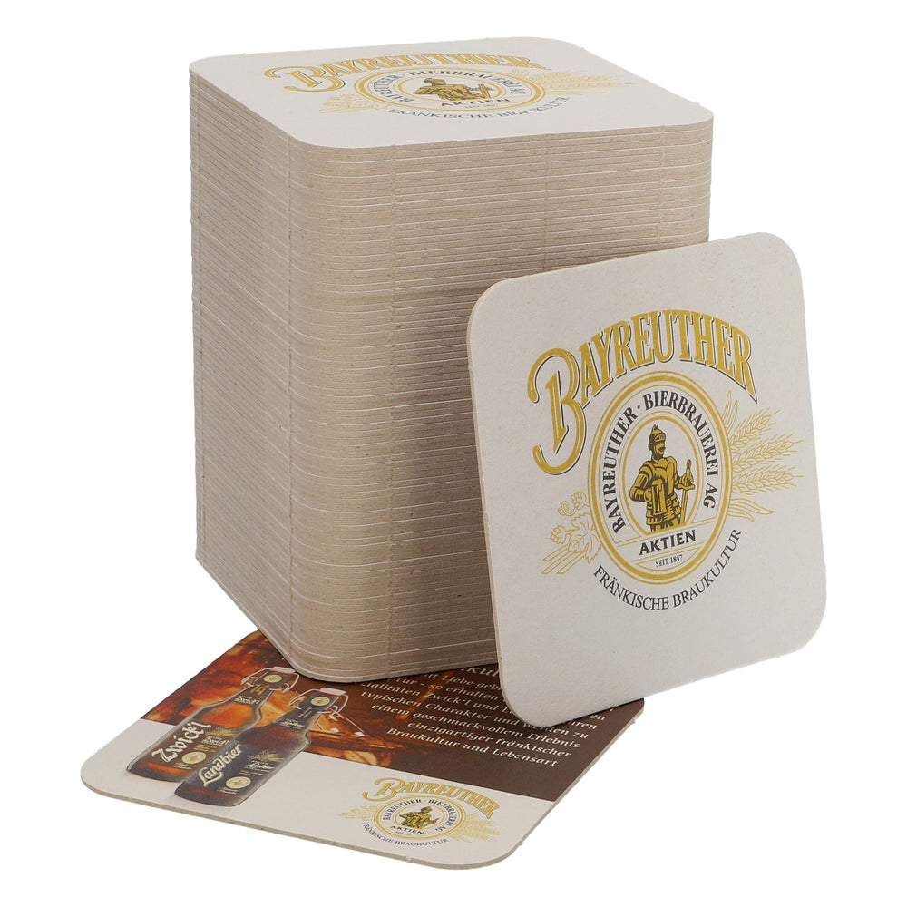 80x Bayreuther Bier beer coasters Glass coasters "Franconian brewing culture" 9.4x9.4cm