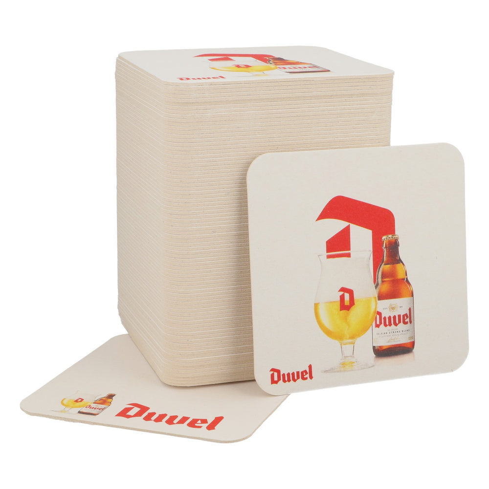 80x Duvel beer coasters, glass coasters, lids, 9.3x9.3 cm