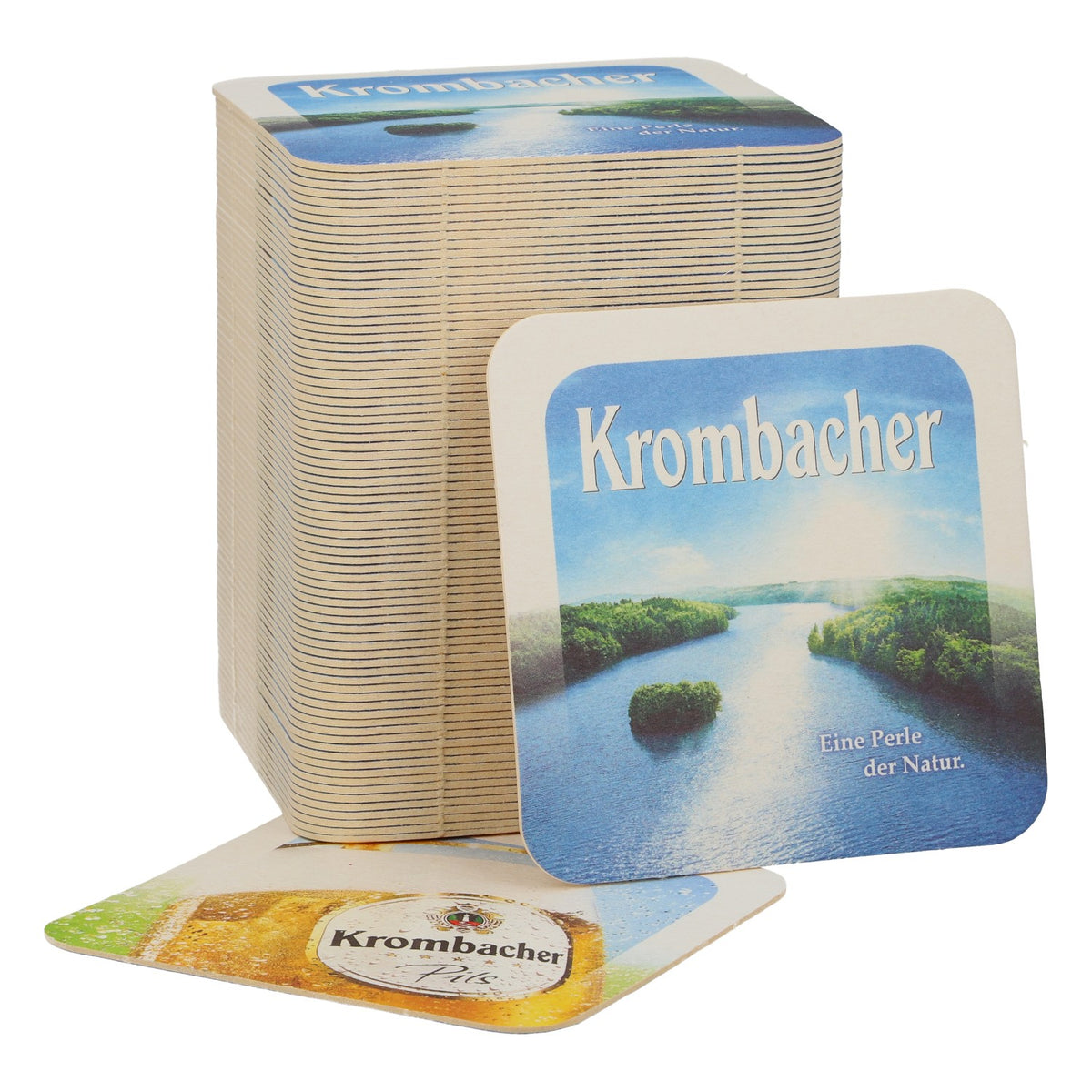 80 Krombacher Beer Coasters, Large Pilsner Glass—A Gem of Nature