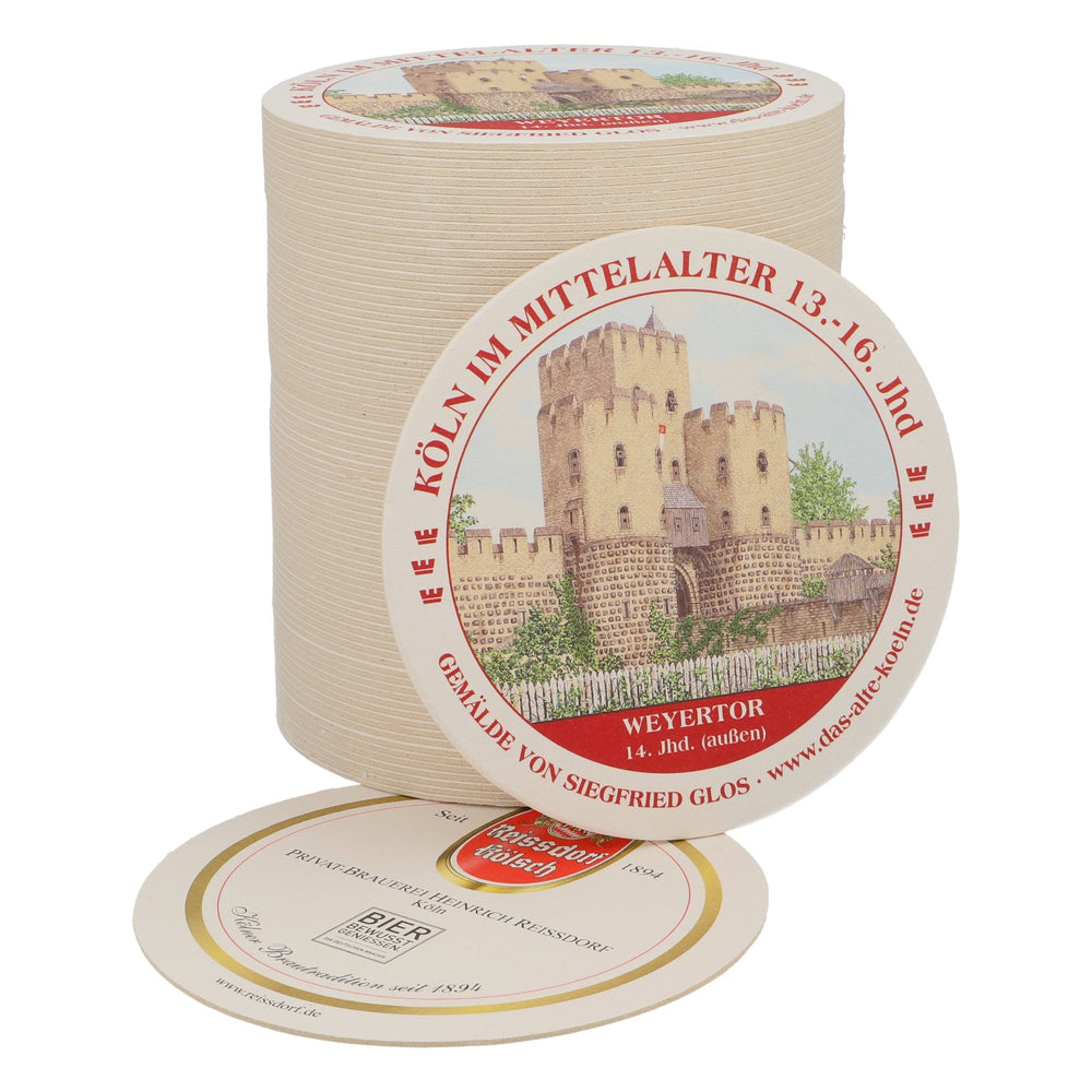 80x Reissdorf beer coaster "Cologne in the Middle Ages" Weyertor (outside)