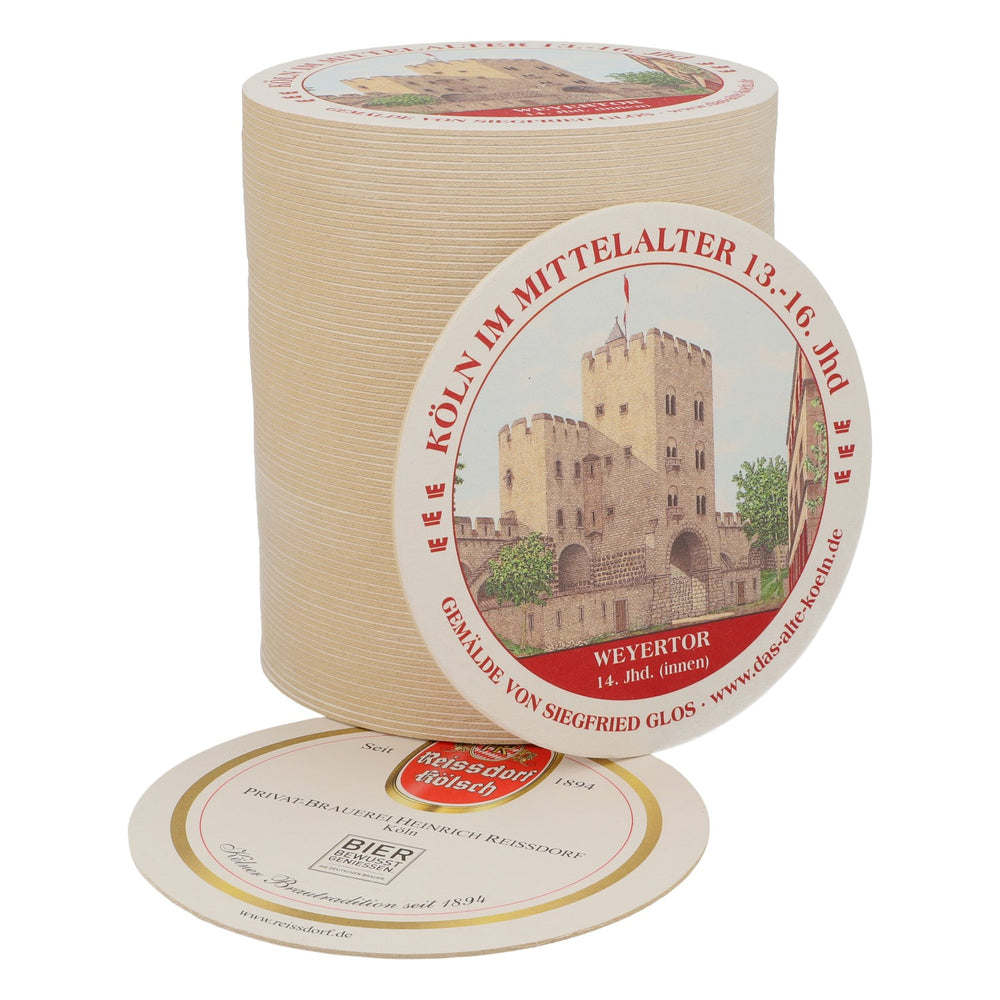 80x Reissdorf beer coaster "Cologne in the Middle Ages" Weyertor (inside)