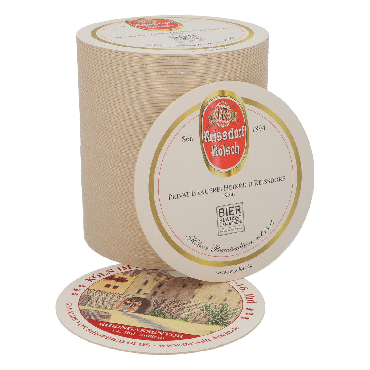 80x Reissdorf beer coasters "Cologne in the Middle Ages" Rheingassentor