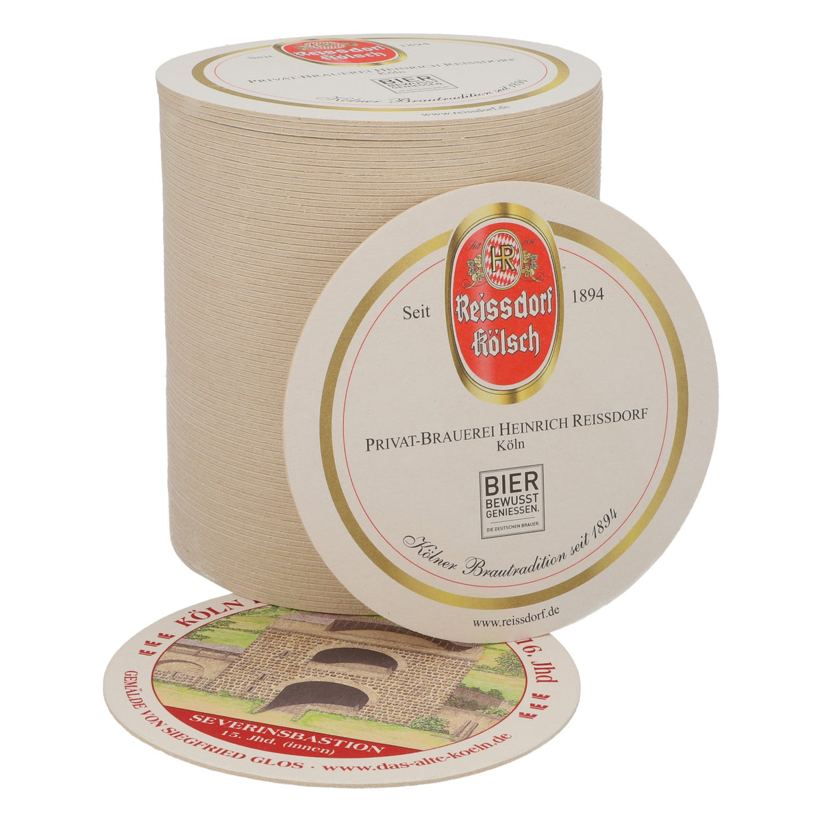 80x Reissdorf beer coasters "Cologne in the Middle Ages" Severinsbastion