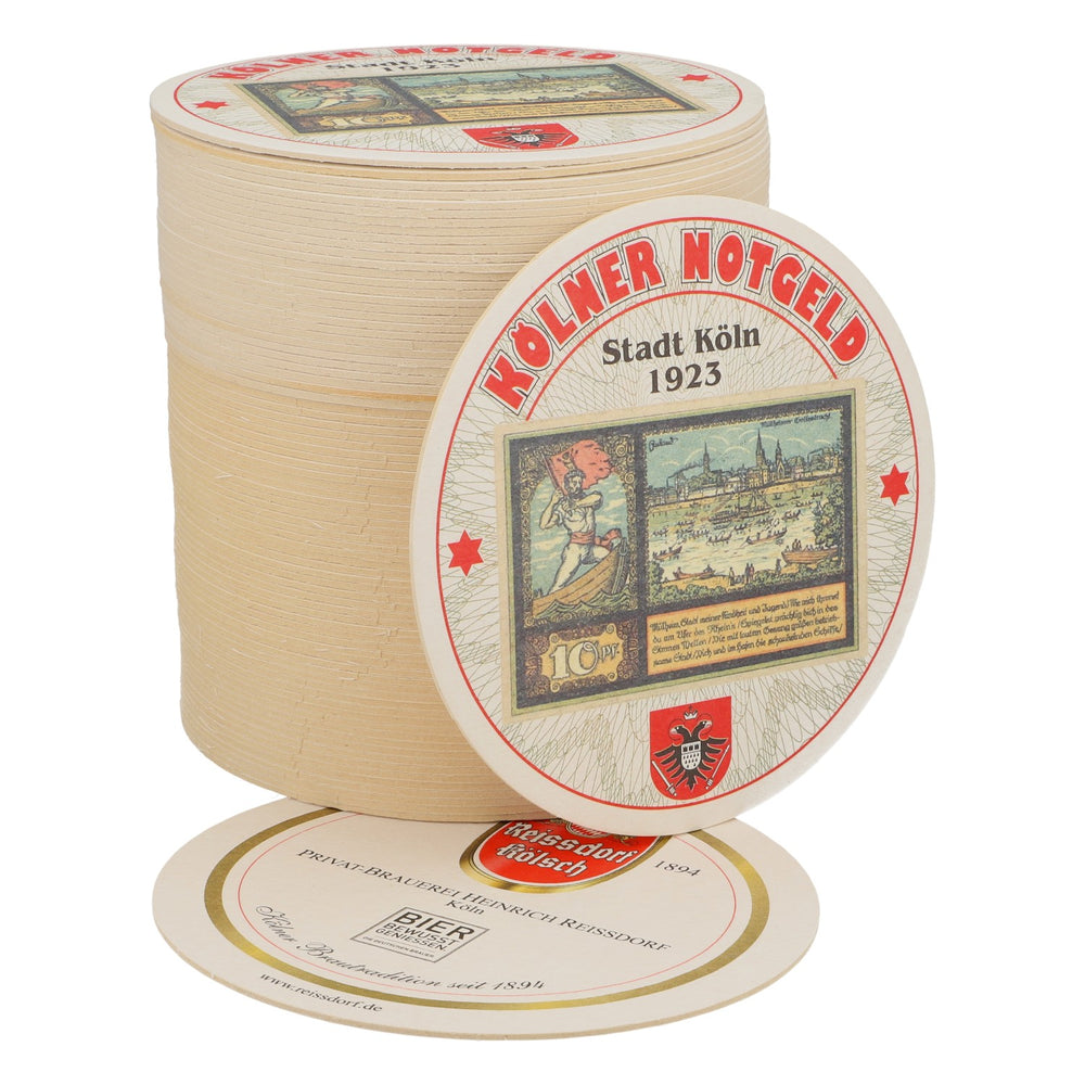 80x Reissdorf beer coaster "Cologne emergency money" 10 pfennig