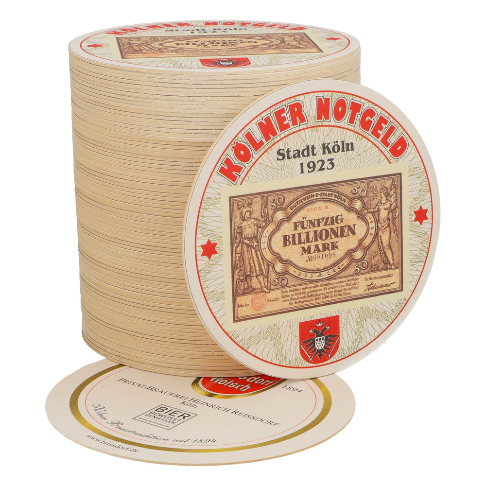 80x Reissdorf beer coasters "Cologne emergency money" Fifty trillion marks